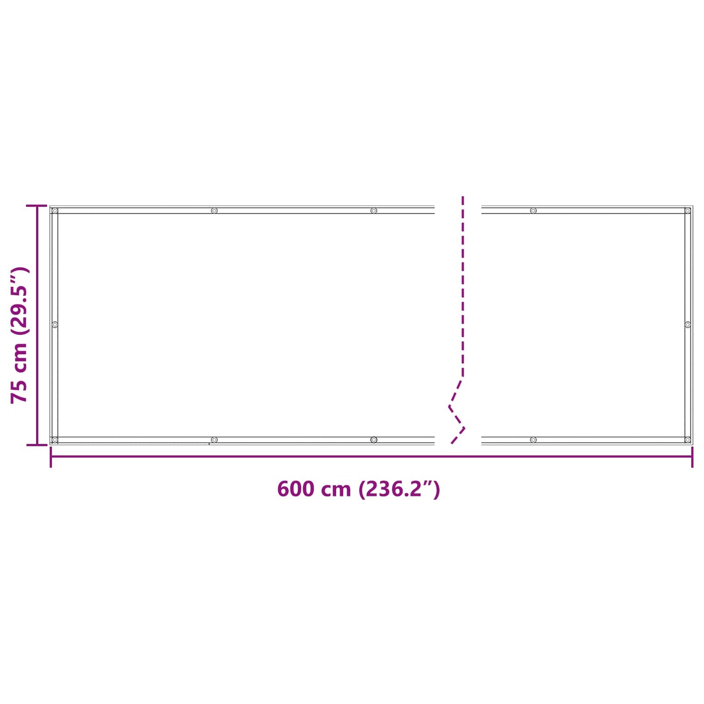 Balcony Screen Light Grey and White 75 x 600 cm