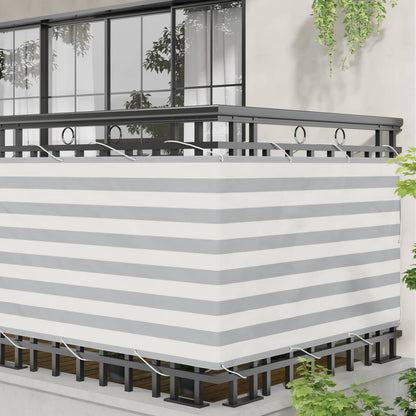 Balcony Screen Light Grey and White 90 x 1000 cm