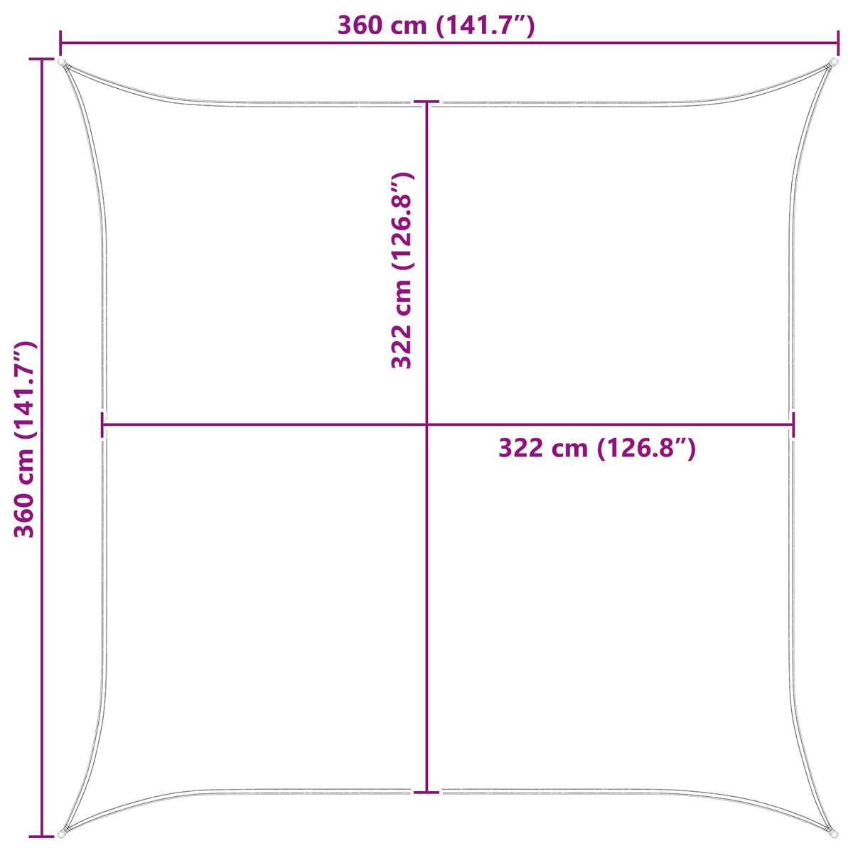 Sun Shade Sail 3.6 x 3.6 m 100% Polyester Oxford Square