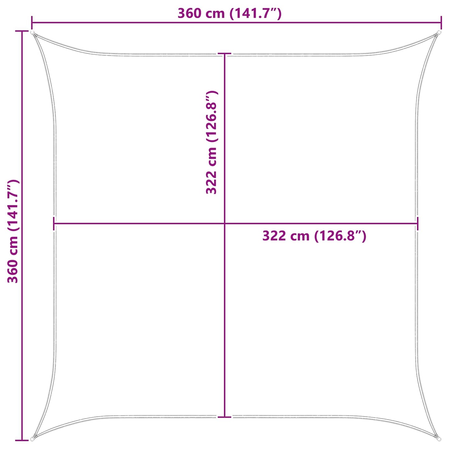 Sun Shade Sail Blue and White 3.6 x 3.6 m 100% Polyester Oxford
