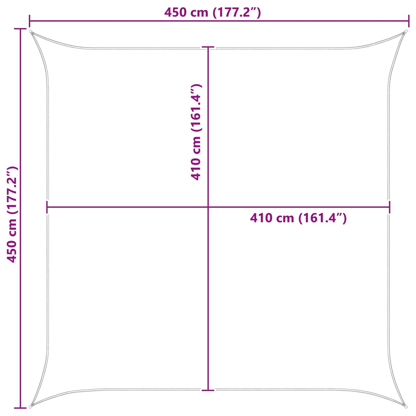 Sun Shade Sail Blue and White 4.5 x 4.5 m 100% Polyester Oxford