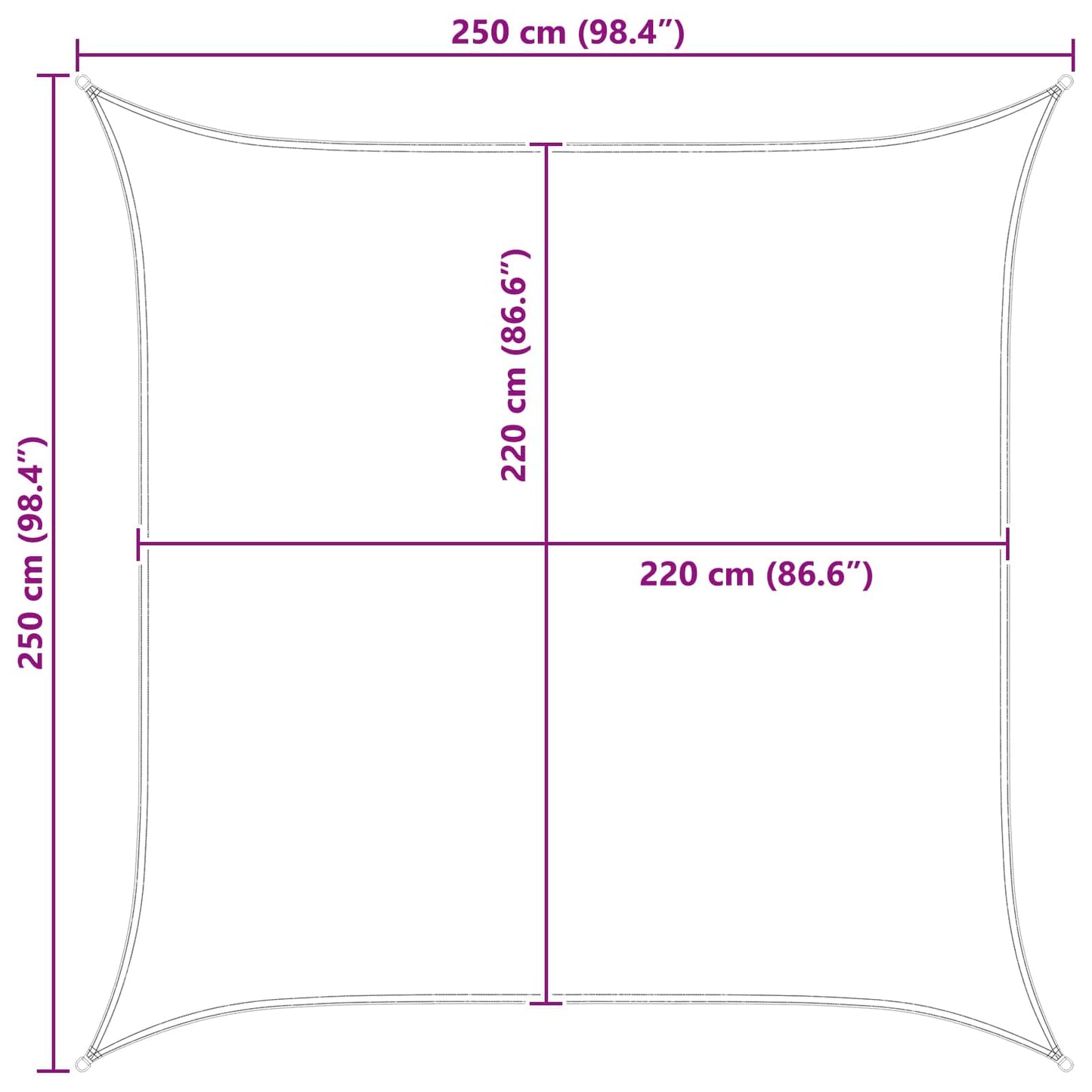 Sun Shade Sail Light Grey and White 2.5 x 2.5 m