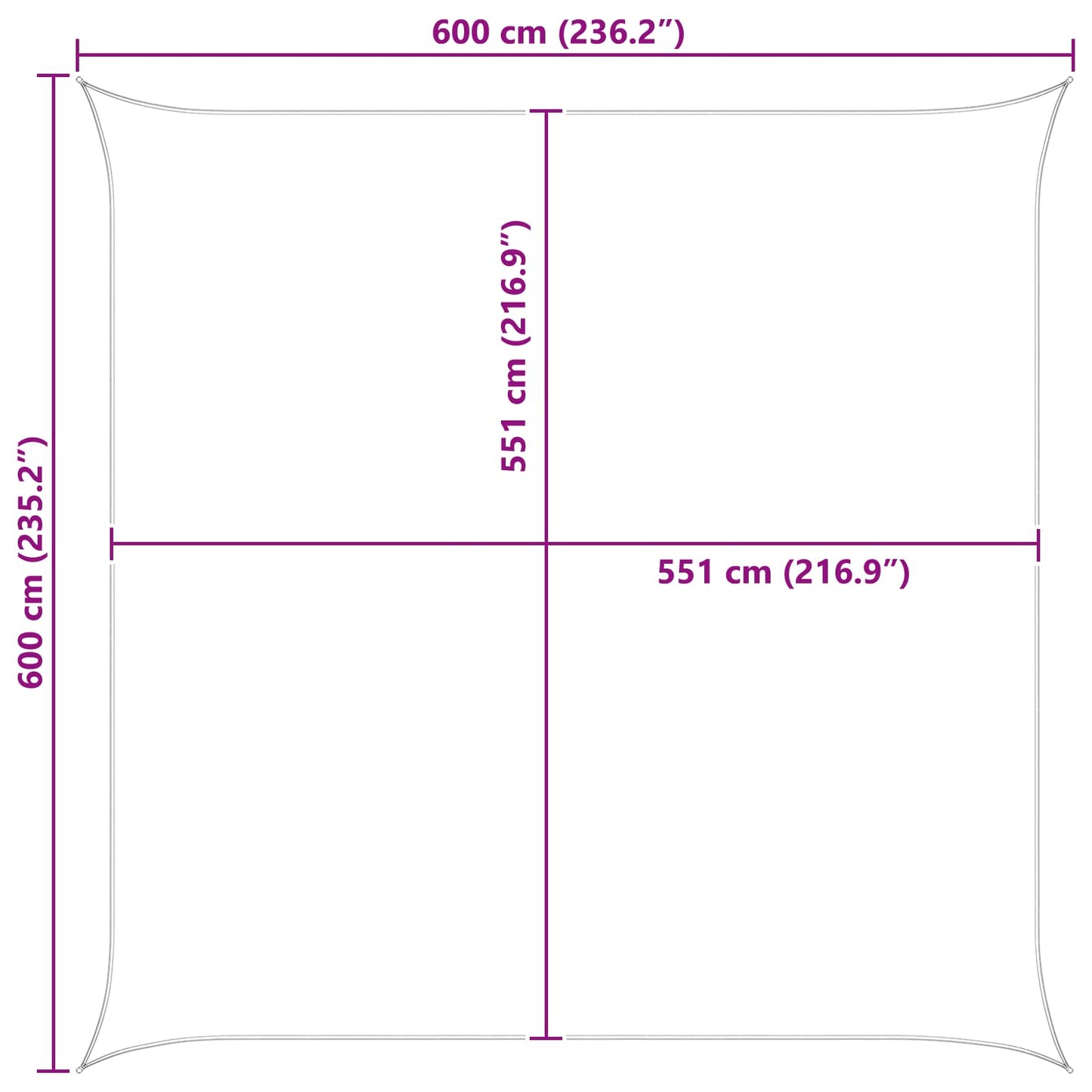 Sun Shade Sail Light Grey and White 6 x 6 m