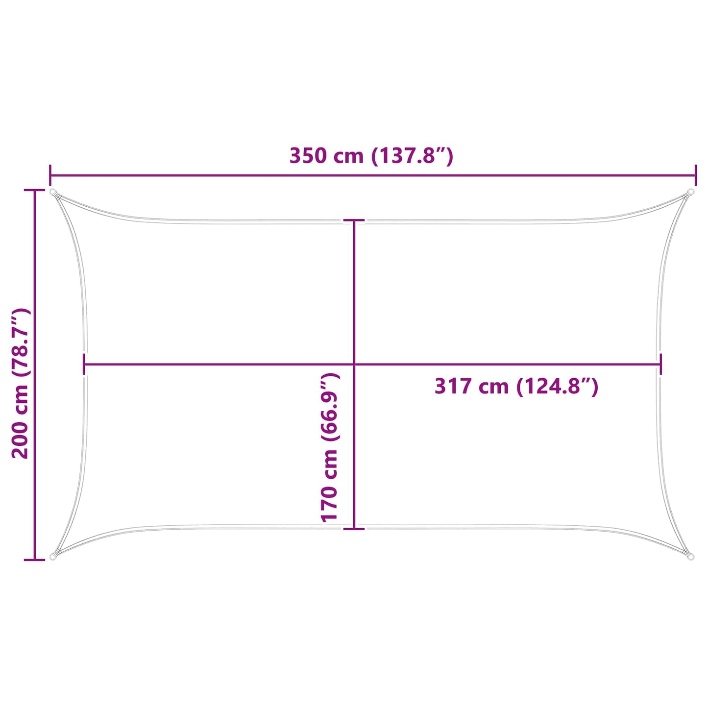 Sun Shade Sail Orange and Brown 3.5 x 2 m 100% Polyester Oxford