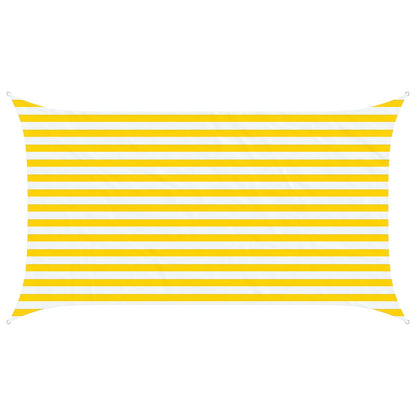 Sun Shade Sail Yellow and White 3.5 x 2 m 100% Polyester Oxford