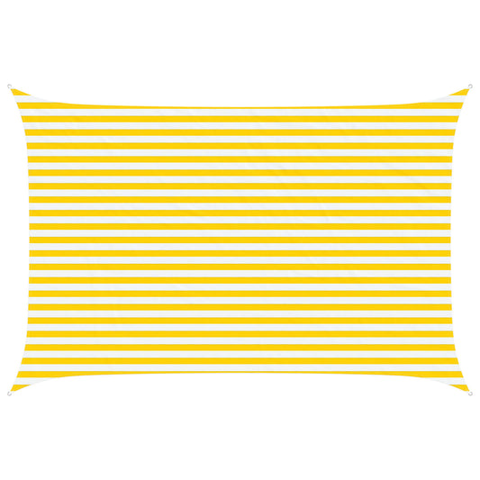 Sun Shade Sail Yellow and White 4.5 x 3 m 100% Polyester Oxford