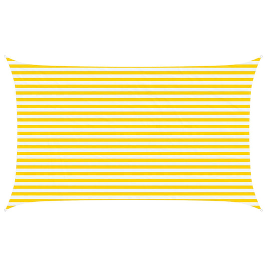 Sun Shade Sail Yellow and White 5 x 3 m 100% Polyester Oxford