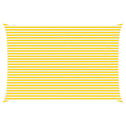 Sun Shade Sail Yellow and White 6 x 4 m 100% Polyester Oxford