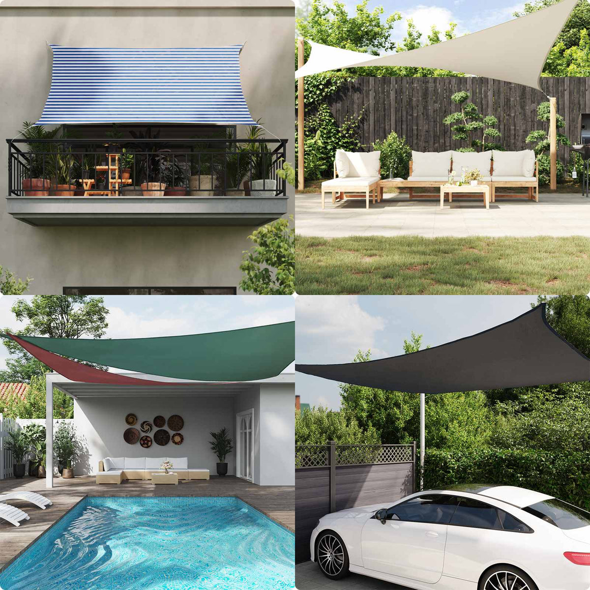 Sun Shade Sail Blue and White 3 x 5 m 100% Polyester Oxford
