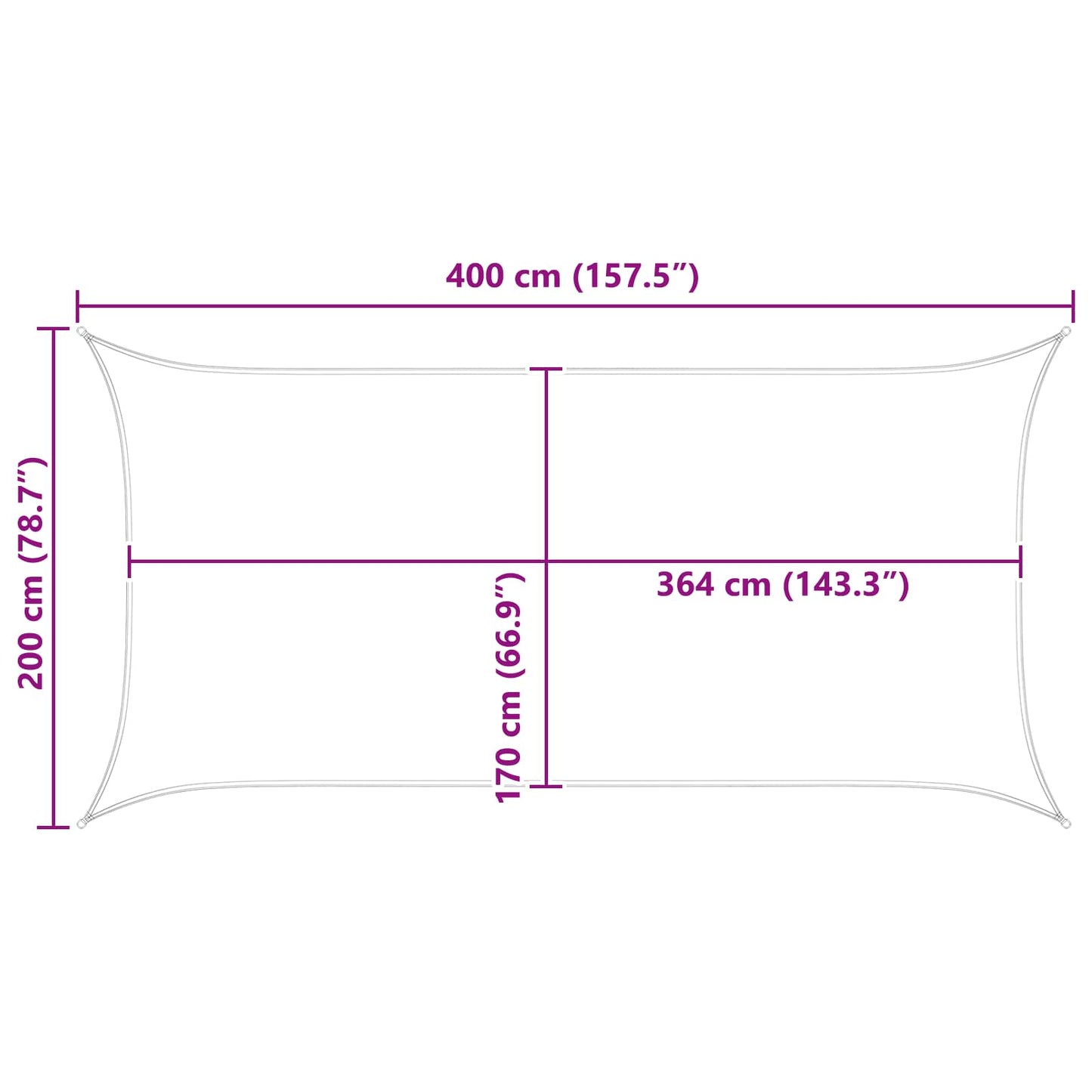 Sun Shade Sail Light Grey and White 4 x 2 m