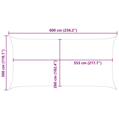Sun Shade Sail Light Grey and White 6 x 3 m