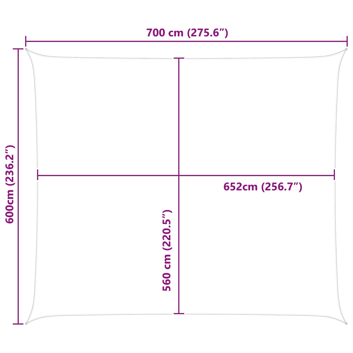 Sun Shade Sail Light Grey and White 7 x 6 m