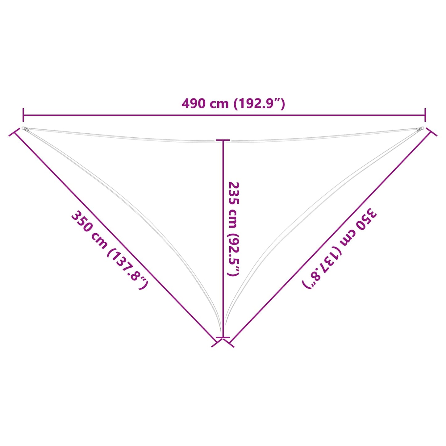 Sun Shade Sail Light Grey and White 3.5 x 3.5 x 4.9 m