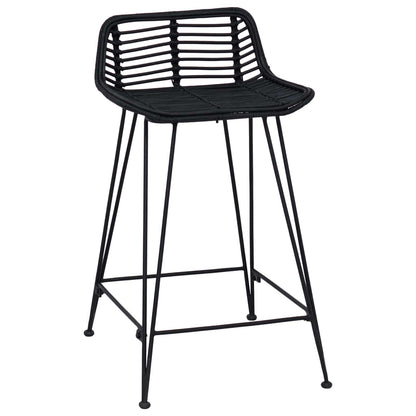 Bar Stool 2 pcs Black 44 x 45 x 76 cm Rattan and Steel