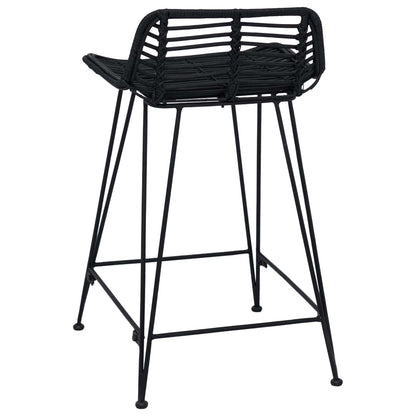 Bar Stool 2 pcs Black 44 x 45 x 76 cm Rattan and Steel