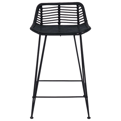 Bar Stool 2 pcs Black 44 x 45 x 76 cm Rattan and Steel