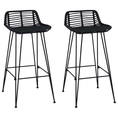 Bar Stool 2 pcs Black 44 x 46 x 91 cm Rattan and Steel