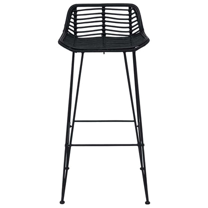 Bar Stool 2 pcs Black 44 x 46 x 91 cm Rattan and Steel