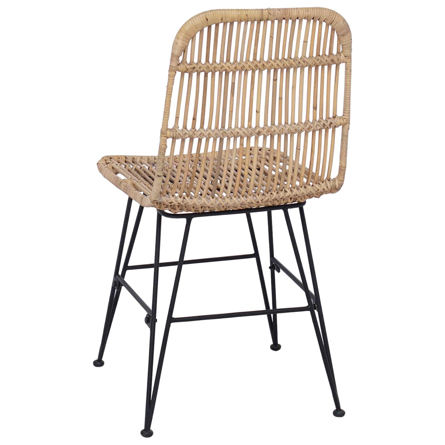 Dinning Chair 2 pcs Natural 41 x 55 x 85 cm Rattan and Steel