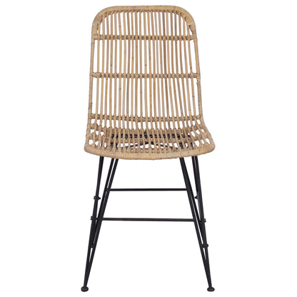 Dinning Chair 2 pcs Natural 41 x 55 x 85 cm Rattan and Steel