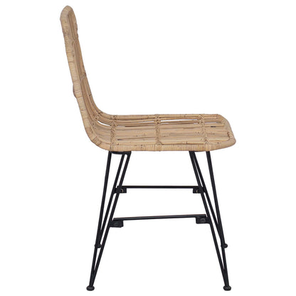 Dinning Chair 2 pcs Natural 41 x 55 x 85 cm Rattan and Steel