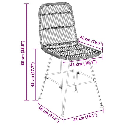 Dinning Chair 2 pcs Natural 41 x 55 x 85 cm Rattan and Steel