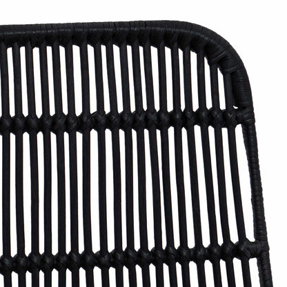 Dinning Chair 2 pcs Black 41 x 55 x 85 cm Rattan and Steel