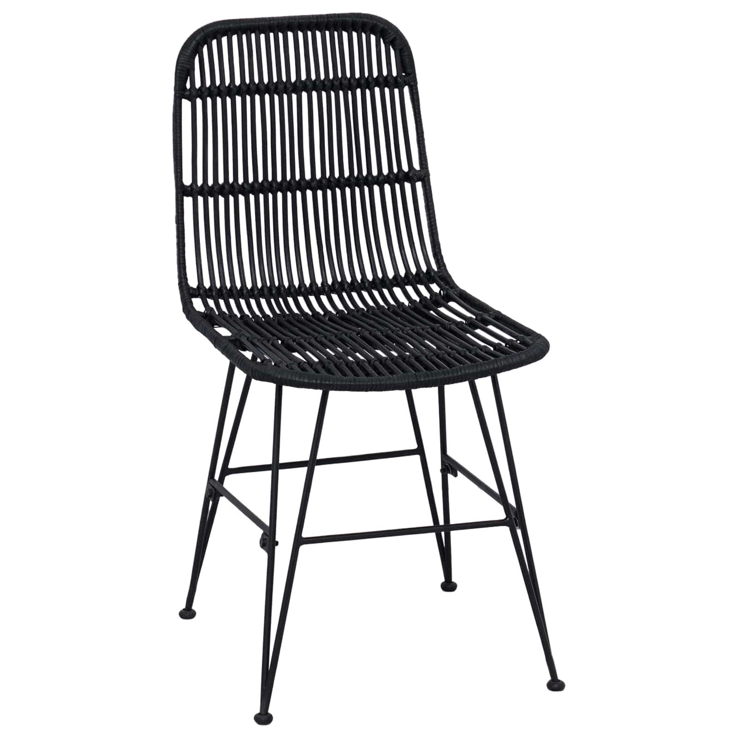 Dinning Chair 2 pcs Black 41 x 55 x 85 cm Rattan and Steel