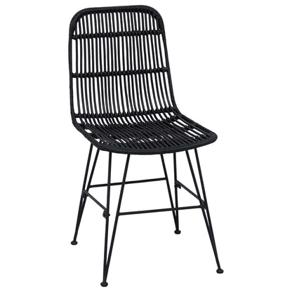 Dinning Chair 2 pcs Black 41 x 55 x 85 cm Rattan and Steel