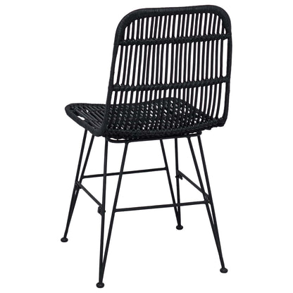 Dinning Chair 2 pcs Black 41 x 55 x 85 cm Rattan and Steel