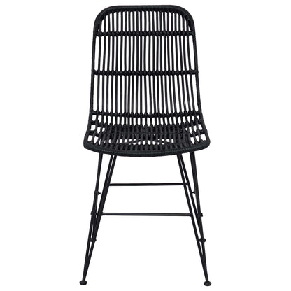 Dinning Chair 2 pcs Black 41 x 55 x 85 cm Rattan and Steel