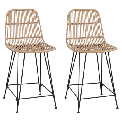 Bar Stool 2 pcs Natural 44 x 54 x 96 cm Rattan and Steel