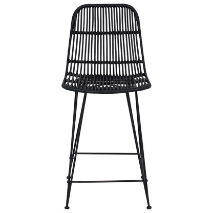 Bar Stool 2 pcs Black 44 x 54 x 96 cm Rattan and Steel