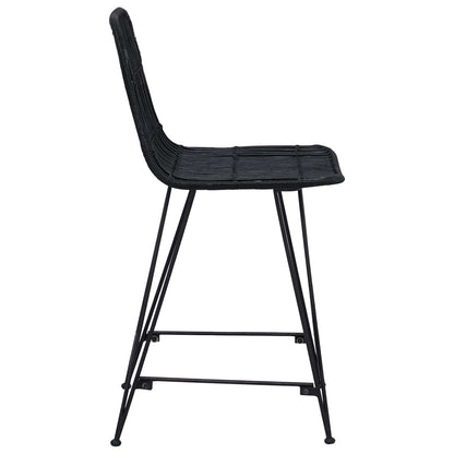 Bar Stool 2 pcs Black 44 x 54 x 96 cm Rattan and Steel