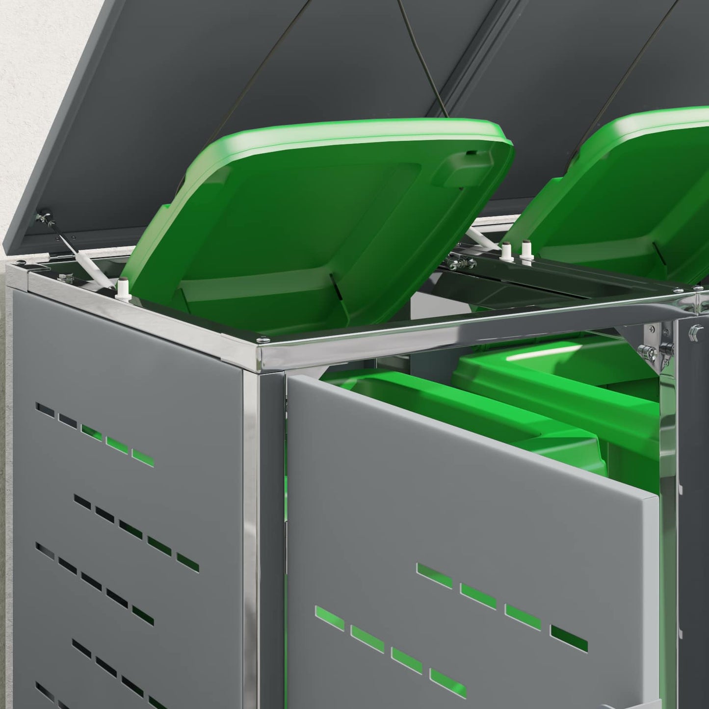 Wheelie Bin Storage Stainless Steel Grey