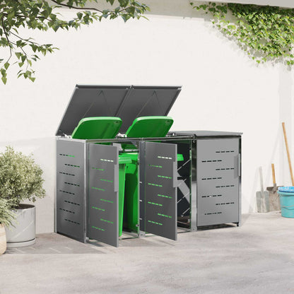 Wheelie Bin Storage Stainless Steel Grey