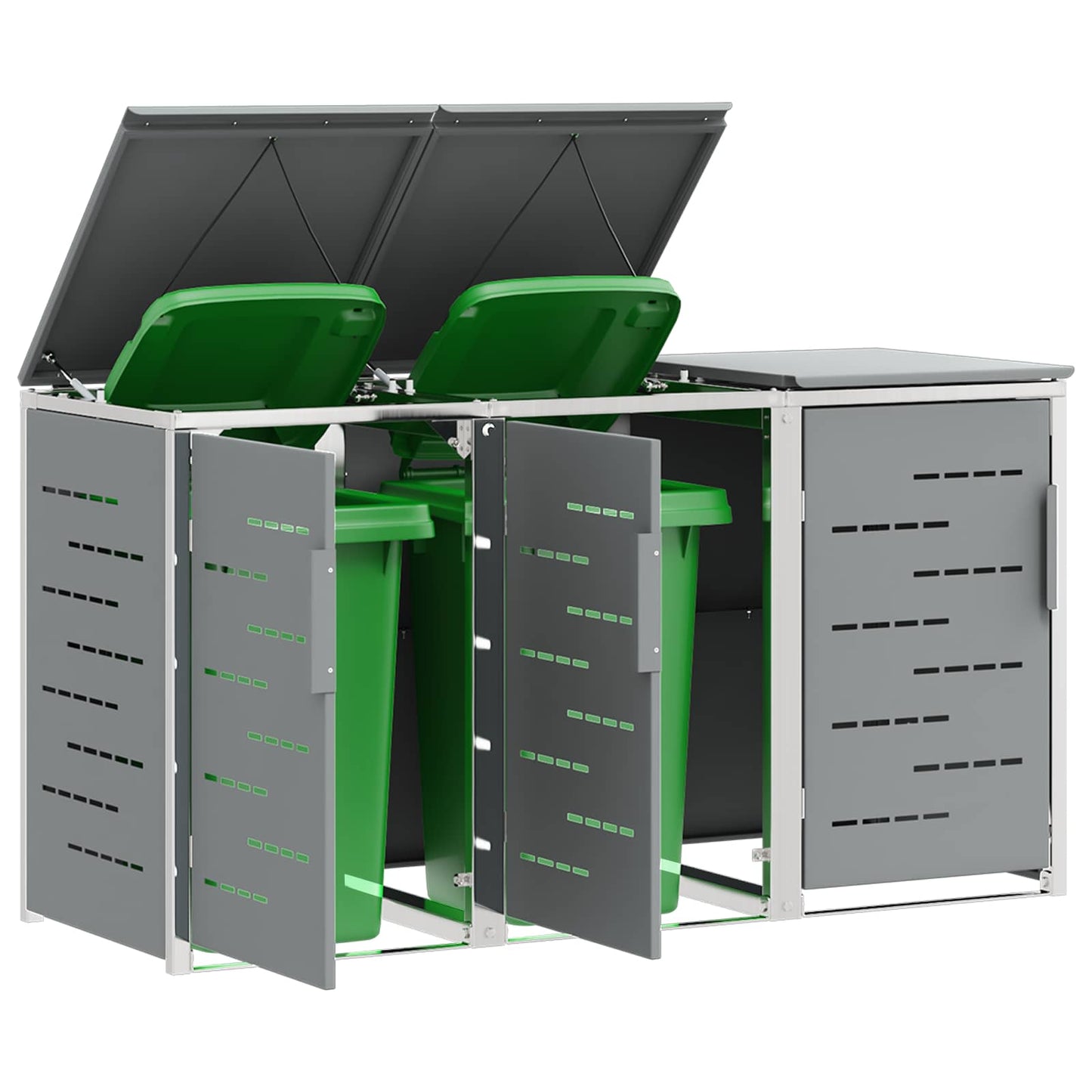 Wheelie Bin Storage Stainless Steel Grey