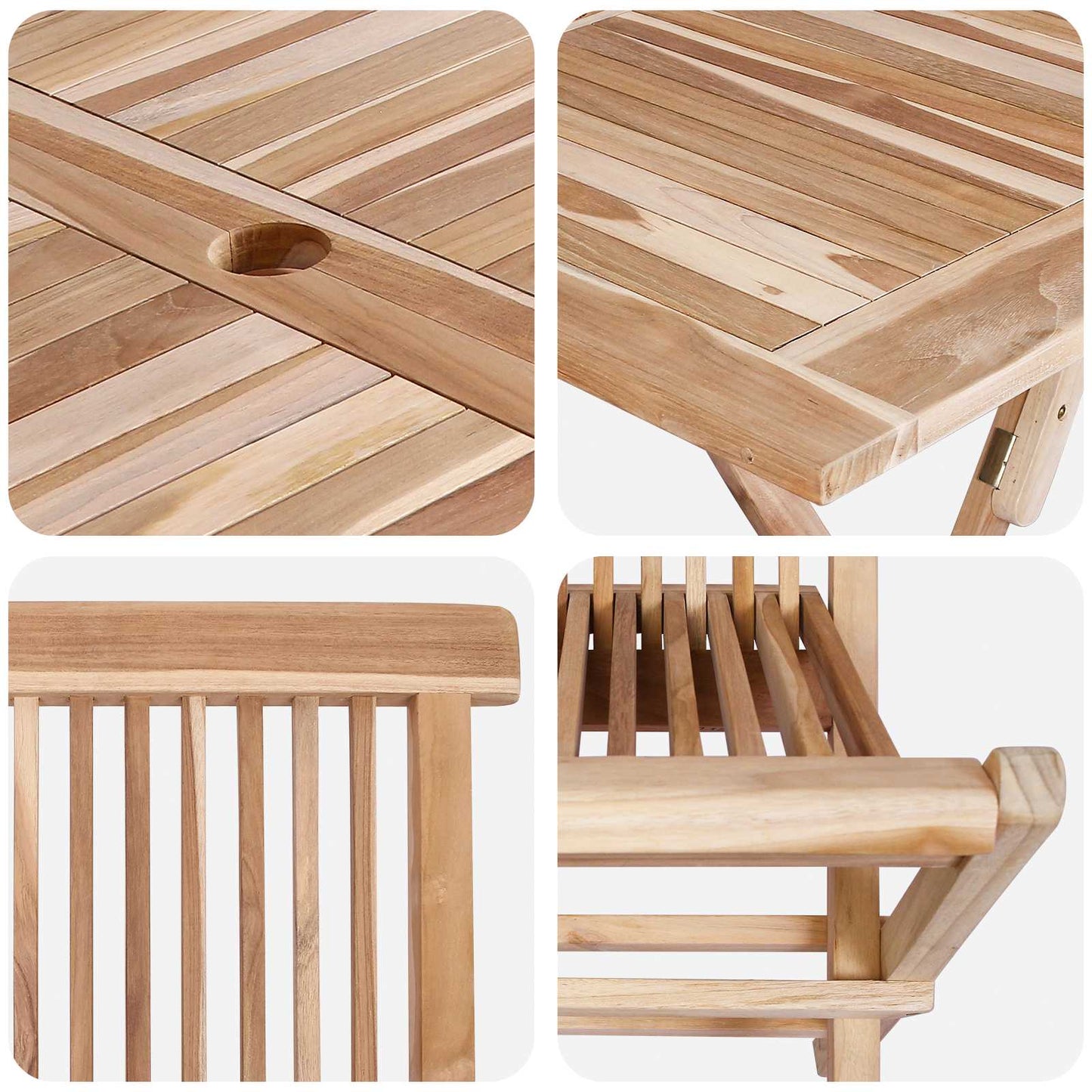Garden Furniture Set 5 pcs Natural Solid Teak Wood