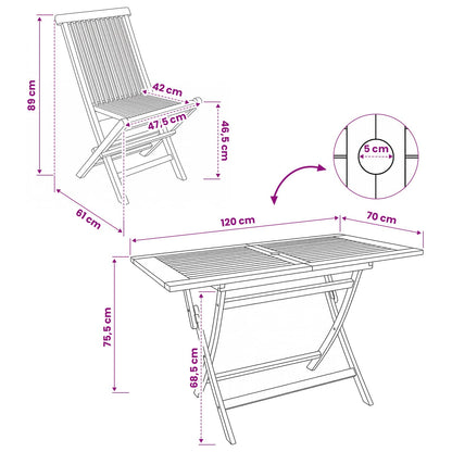 Garden Furniture Set 7 pcs Natural Solid Teak Wood