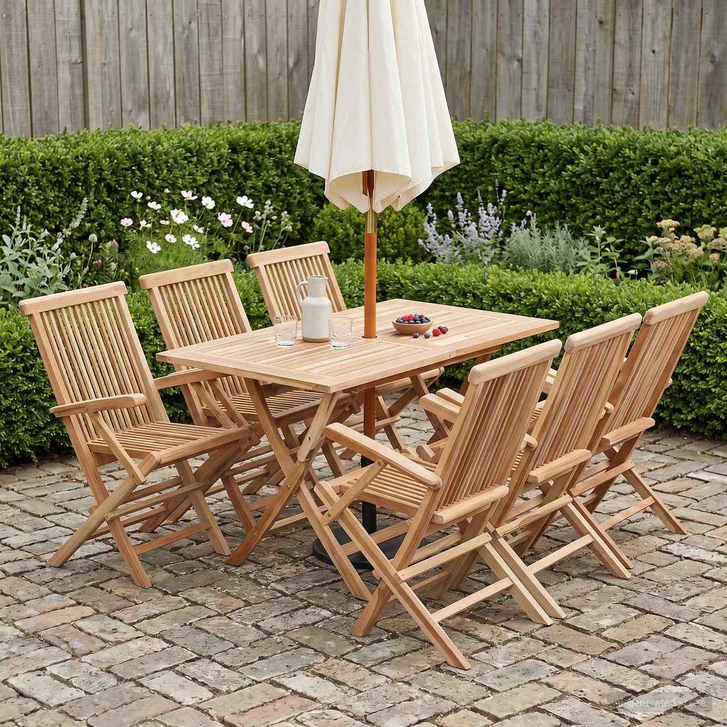 Garden Furniture Set 7 pcs Natural Solid Teak Wood