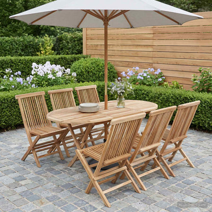Garden Furniture Set 7 pcs Natural Solid Teak Wood