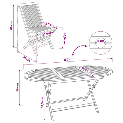 Garden Furniture Set 9 pcs Natural Solid Teak Wood