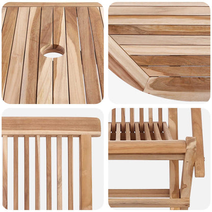 Garden Furniture Set 7 pcs Natural Solid Teak Wood