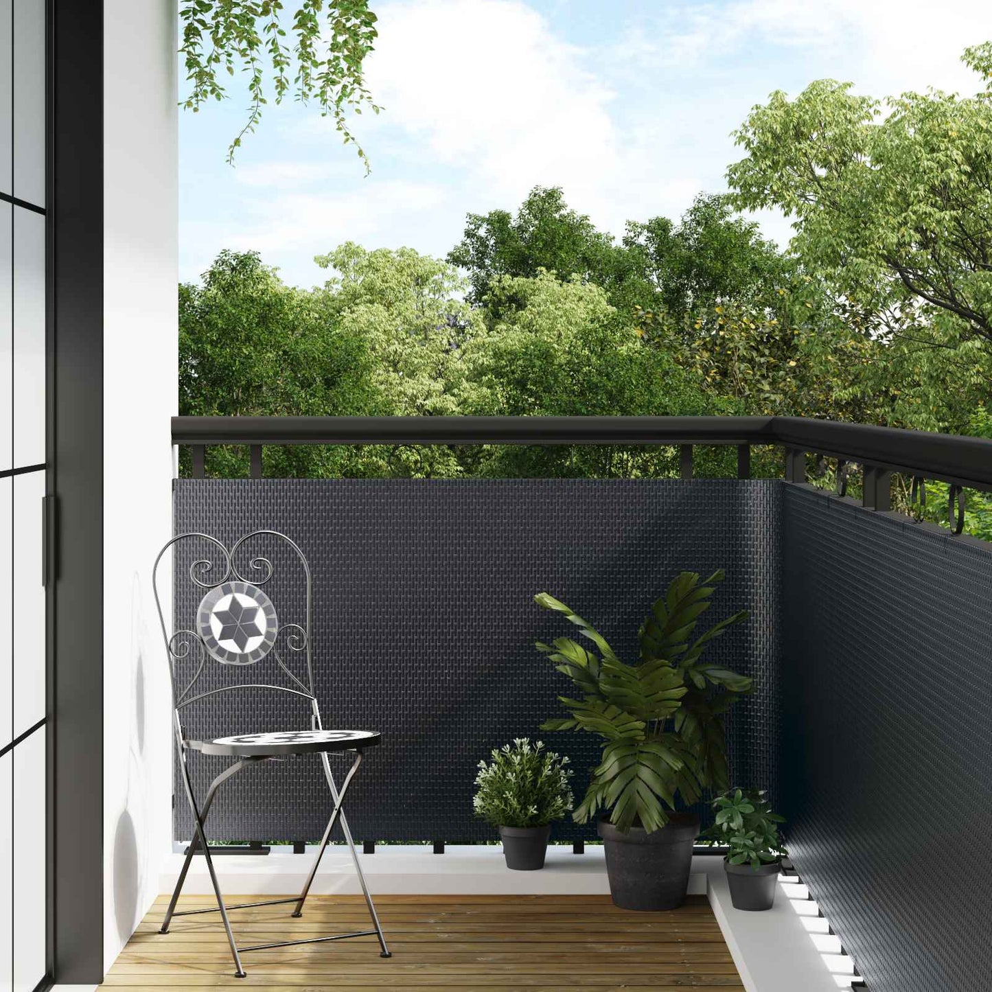 Balcony Screen Dark Grey 400 x 80 cm Poly Rattan