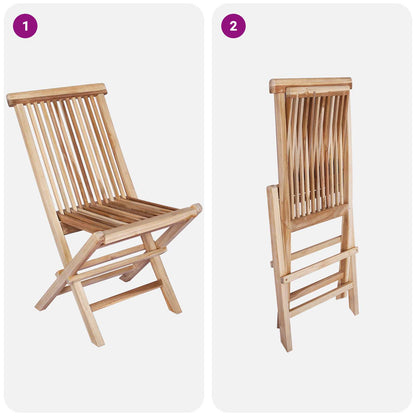Folding Garden Chair 2 pcs Natural Solid Teak Wood