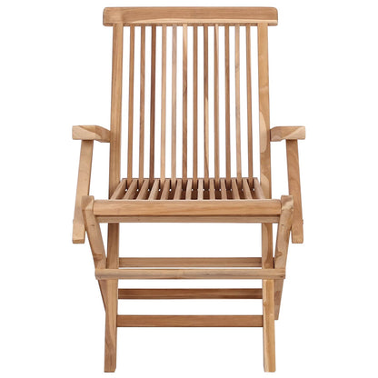 Folding Garden Chair 2 pcs Natural Solid Teak Wood