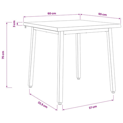 60 x 55 x 75 cm Solid Acacia Wood Dark Brown and Black