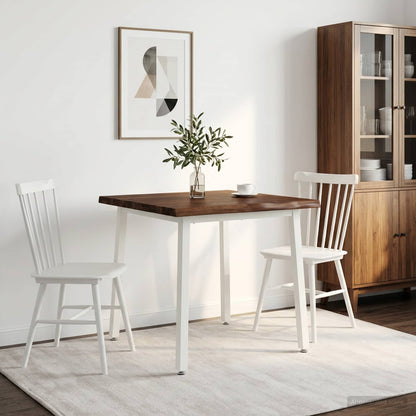 60 x 55 x 75 cm Solid Acacia Wood Dark Brown and White