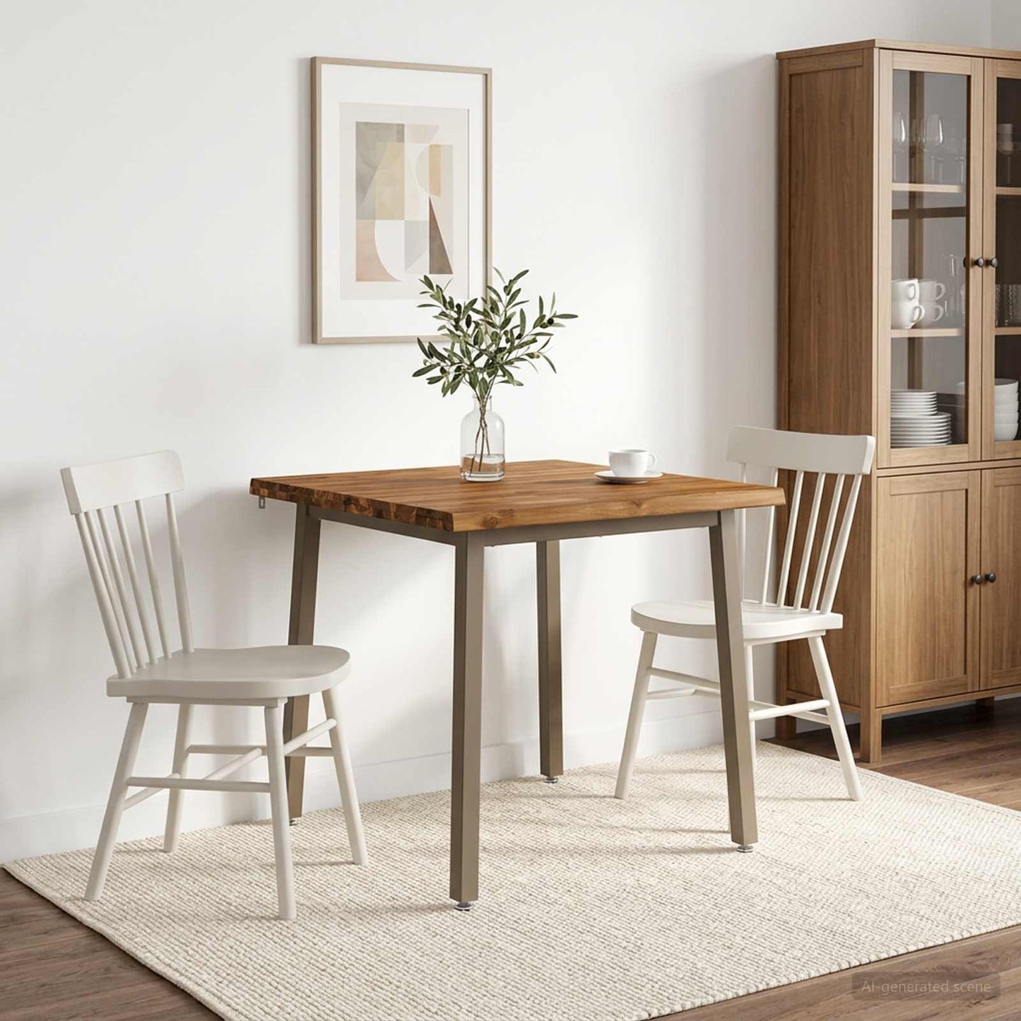 90 x 90 x 75 cm Solid Acacia Wood Natural and Coffee Square