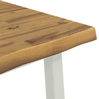 60 x 55 x 75 cm Solid Acacia Wood White Rectangular